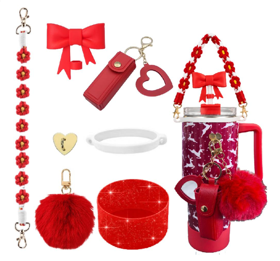 A complete set of car cup accessories and heart-shaped mirrors - Accessories only, not cups