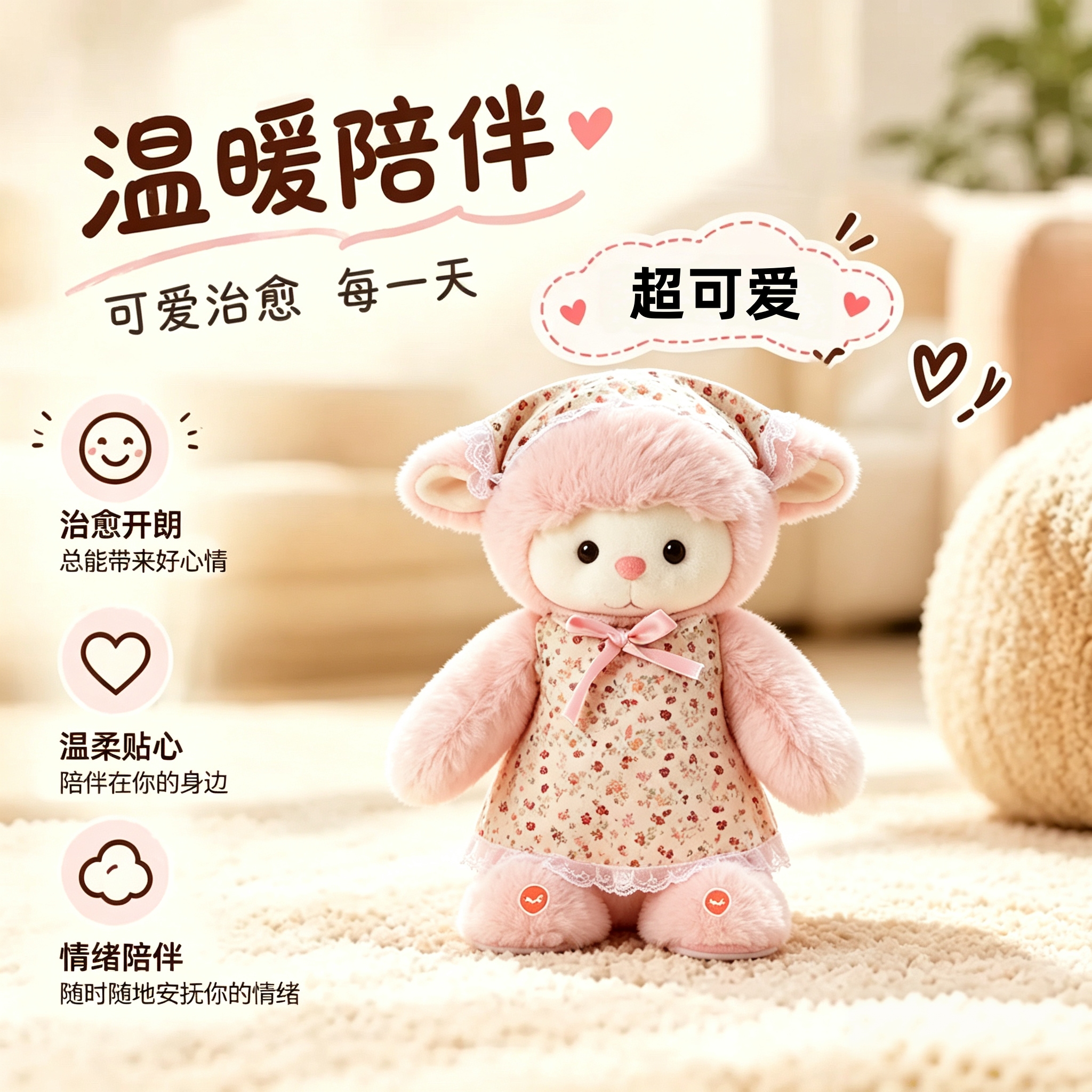 AI large model intelligent plush little lamb doll, children's bilingual dialogue early education companion doll, can be connected to the Internet for interaction, soothing toy, can sing, can twist the bottom, emotion perception + question-and-answer interaction Application Scenario