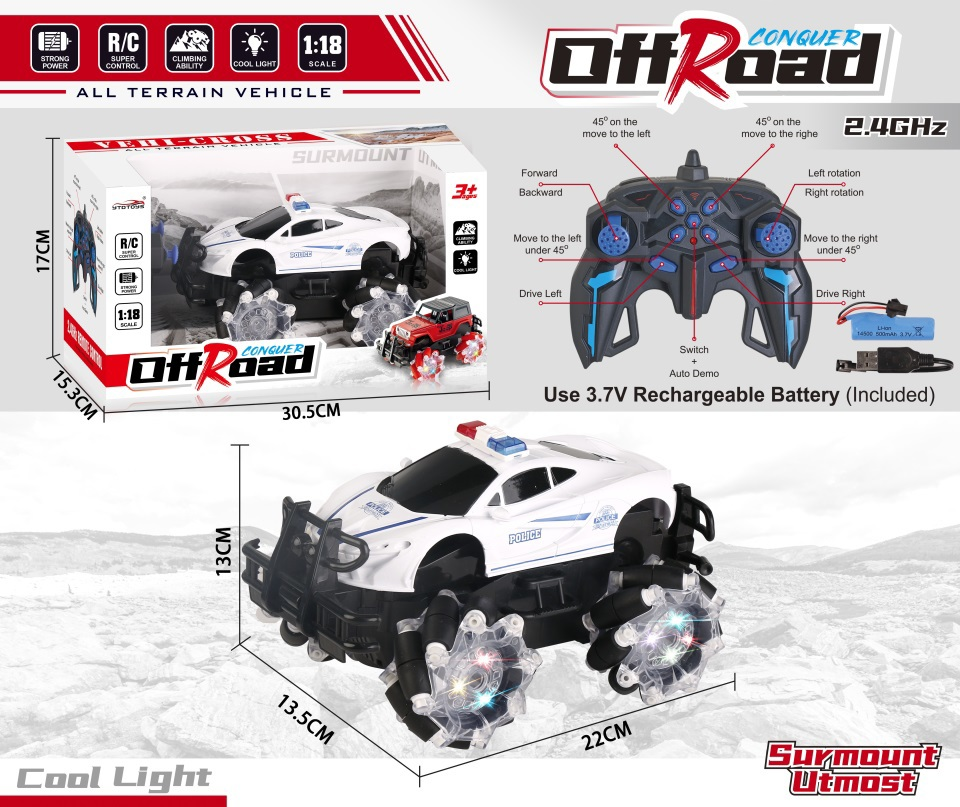 TE63134 1:18/11 paso 2.4G sidewalk control remoto todoterreno truco coche Specification image
