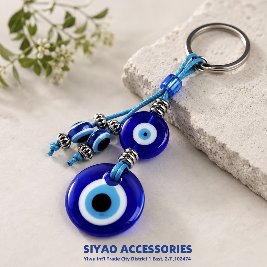 Blue Devil's Eye keychain, foreign trade supply, Greek and Cypriot souvenirs, order acceptance, Siyao Accessories evileye