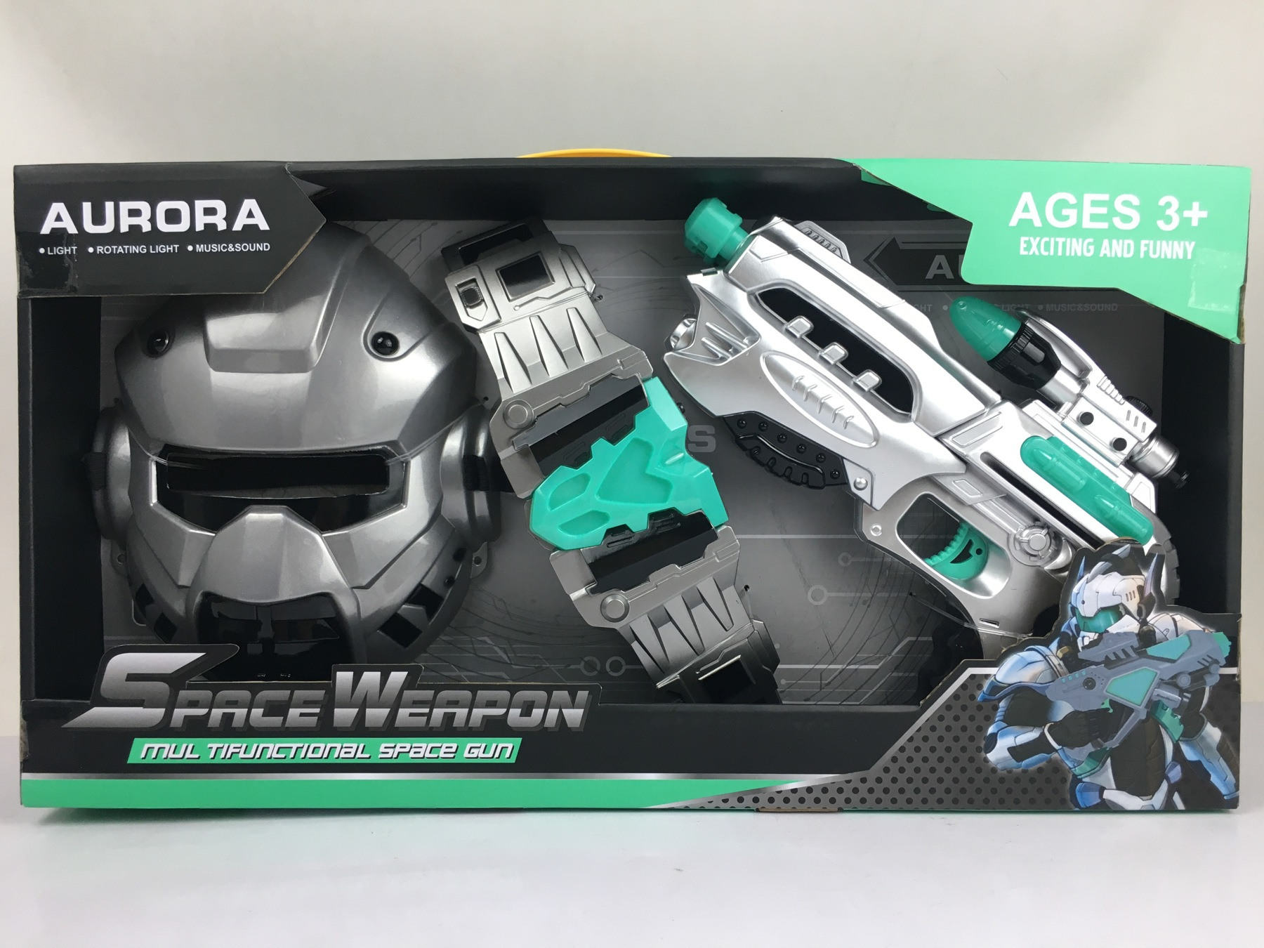 TA97133 spray-painted light projection IC Vibrating space gun with mask and belt, no power supply detail image 4