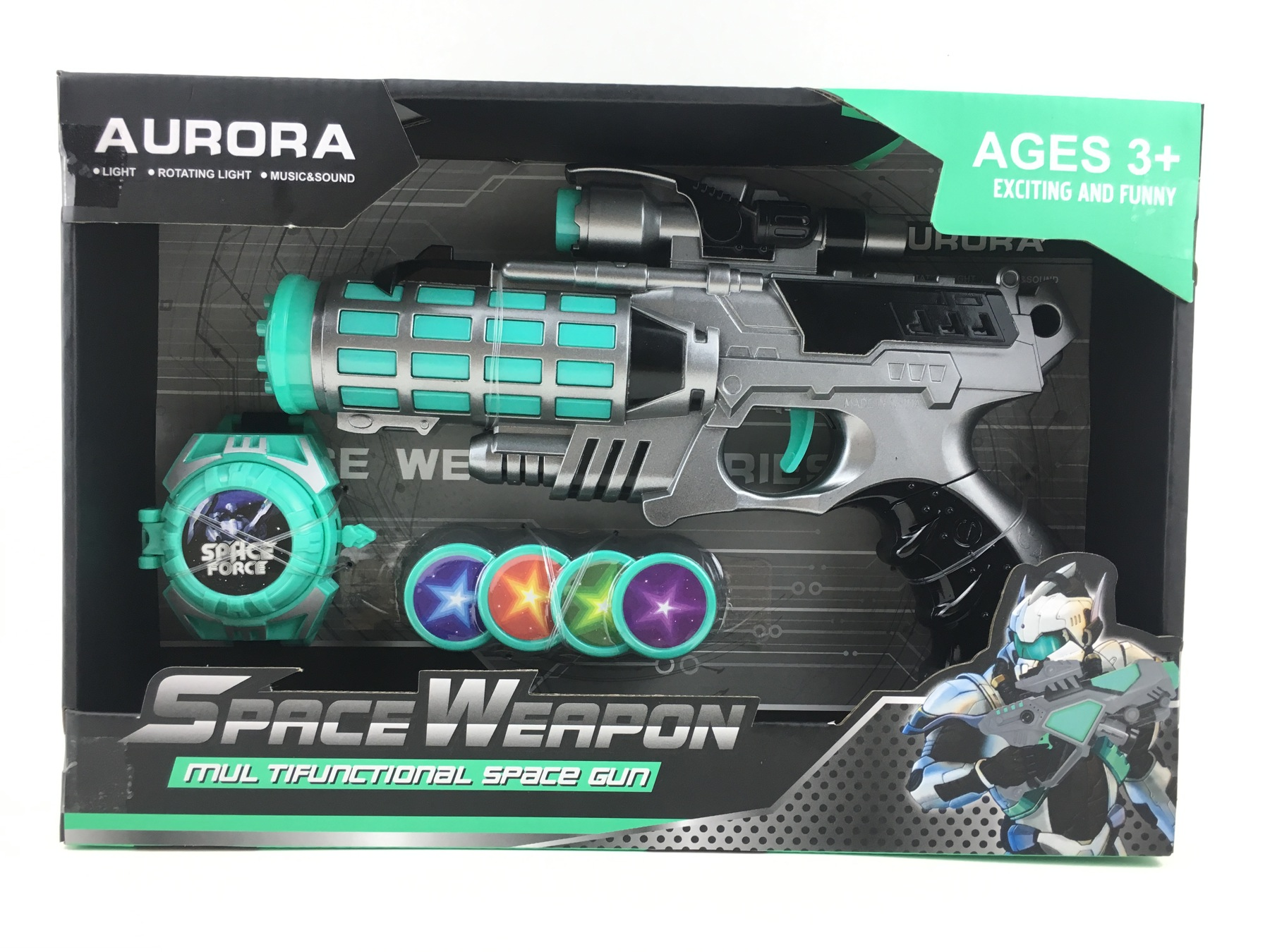 TA97109 spray-painted light IC space gun with launcher, no battery pack