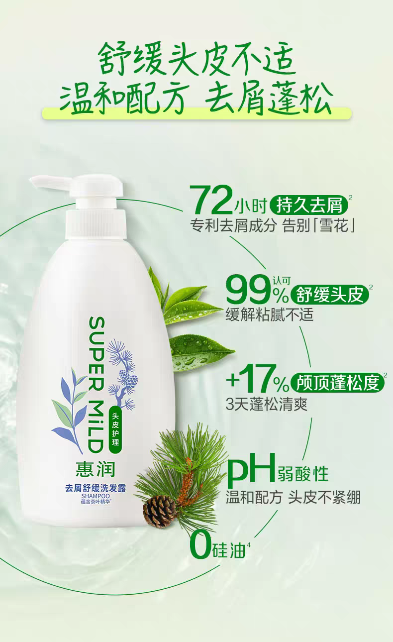 Nueva entrada huigrun anti-caspa calmante champú 600ml para hombres y mujeres control suave suavizante anti-caspa champú refrescante multi-acción peluche detail image 3