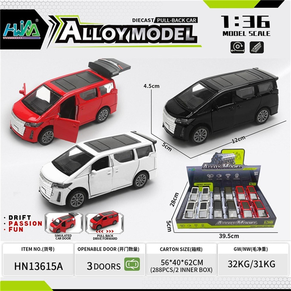 TM38940 1:36 Resilience Alloy Car Model - Elfa Black, White and Red Mixed Set (12 pieces/Display box) Item Picture