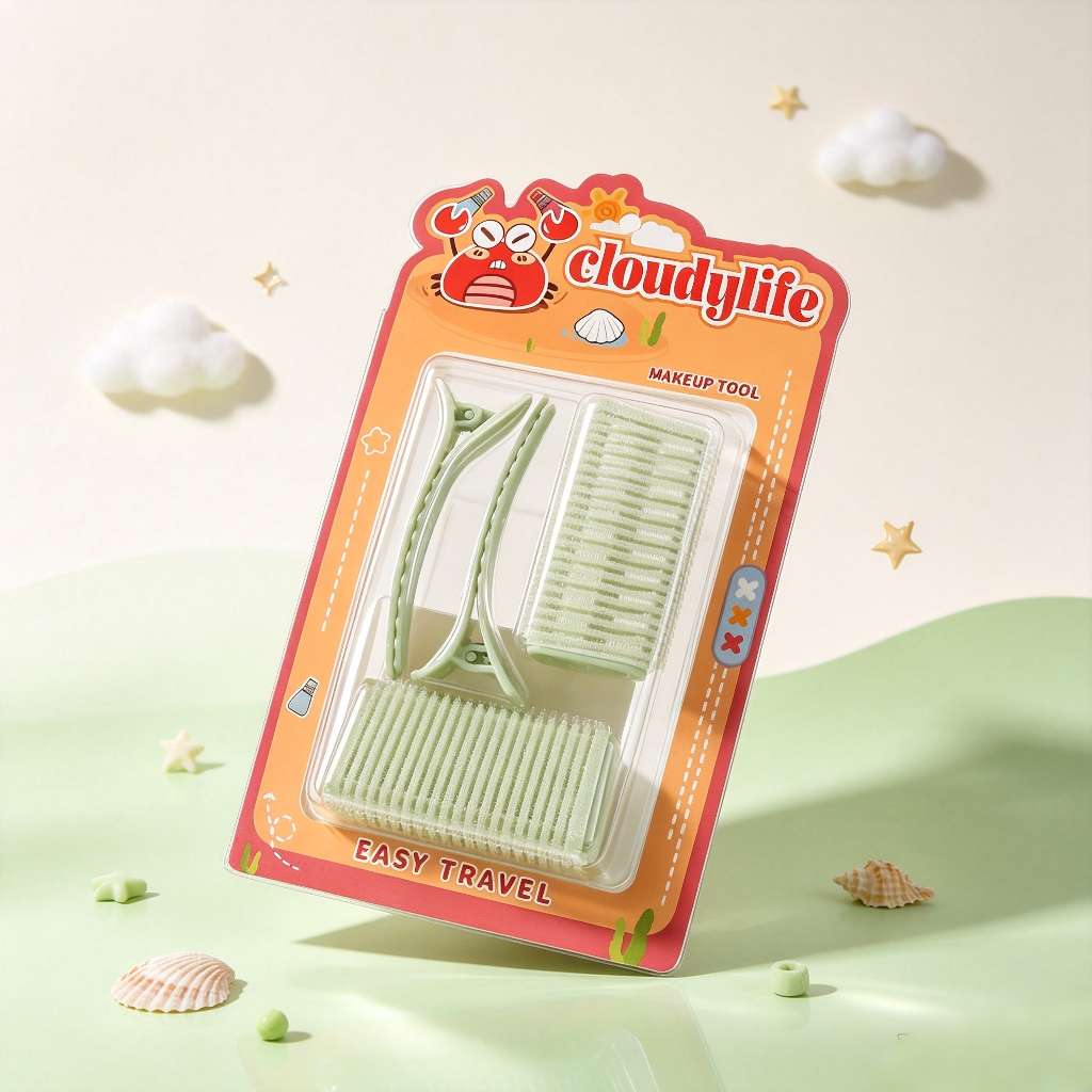 cloudylife Portable Travel Hair Care Set: Triangular hair curls + Smiling Face Clip Home styling hair care tools detail image 5