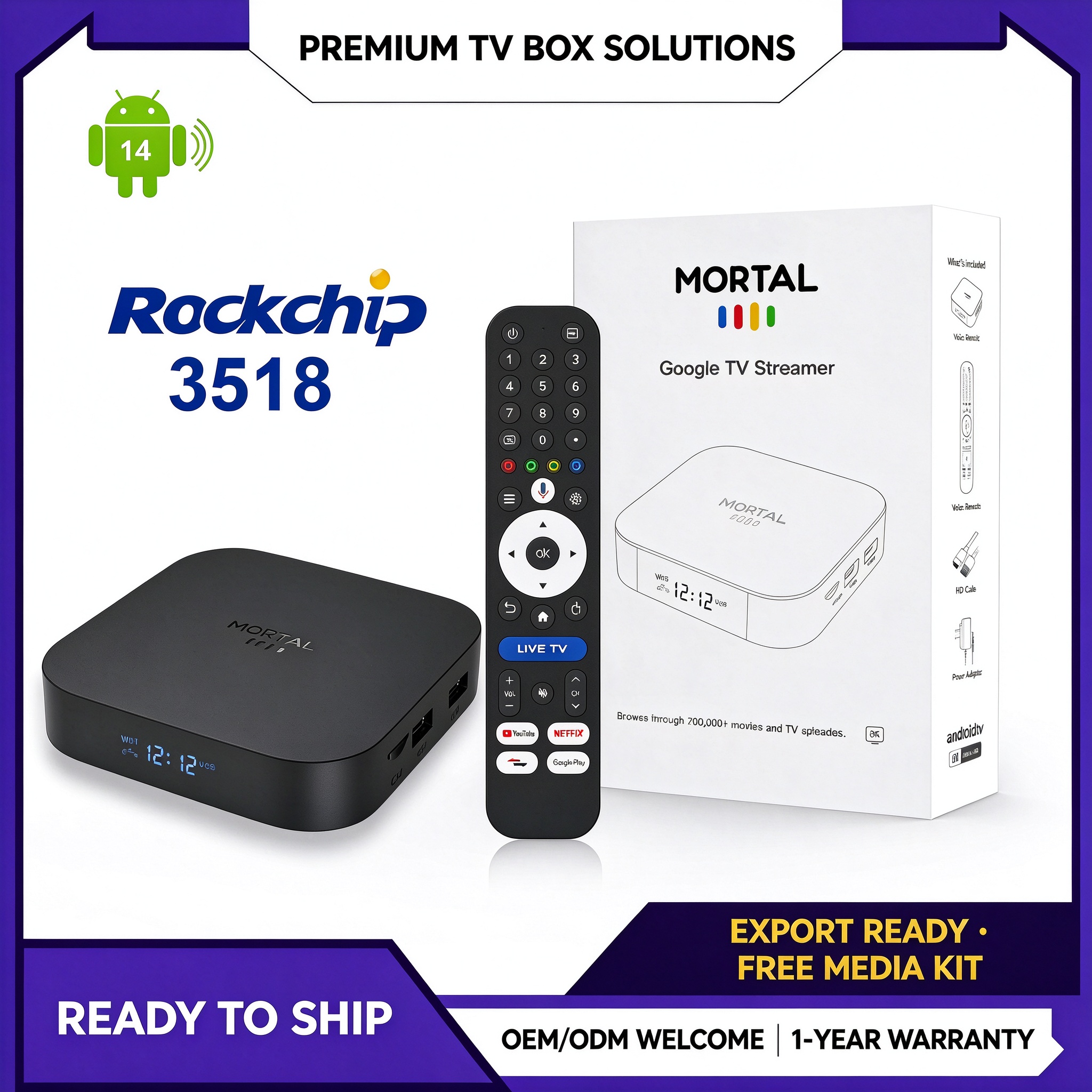 Mortal X5S 3518, управляемый 8K hd wififi6 с голосовым управлением bluetooth network TVBOX