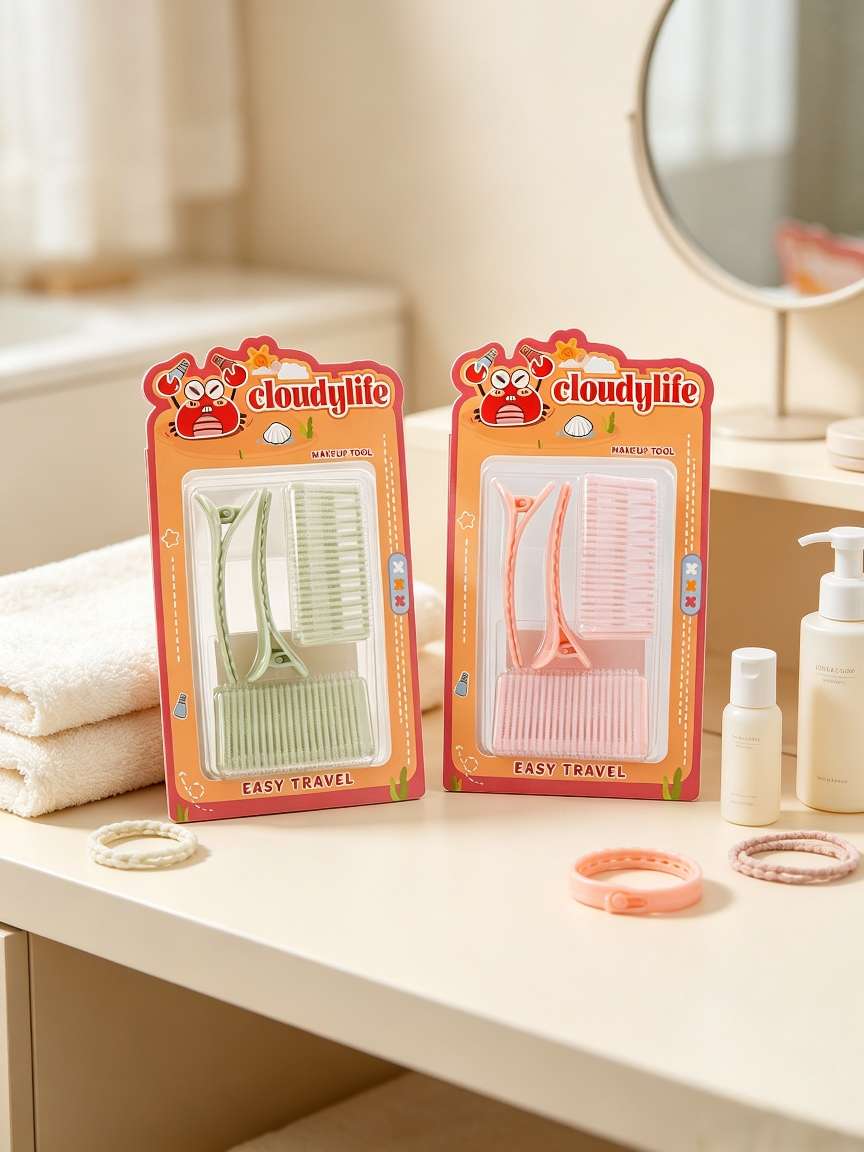 cloudylife Portable Travel Hair Care Set: Triangular hair curls + Smiling Face Clip Home styling hair care tools detail image 2