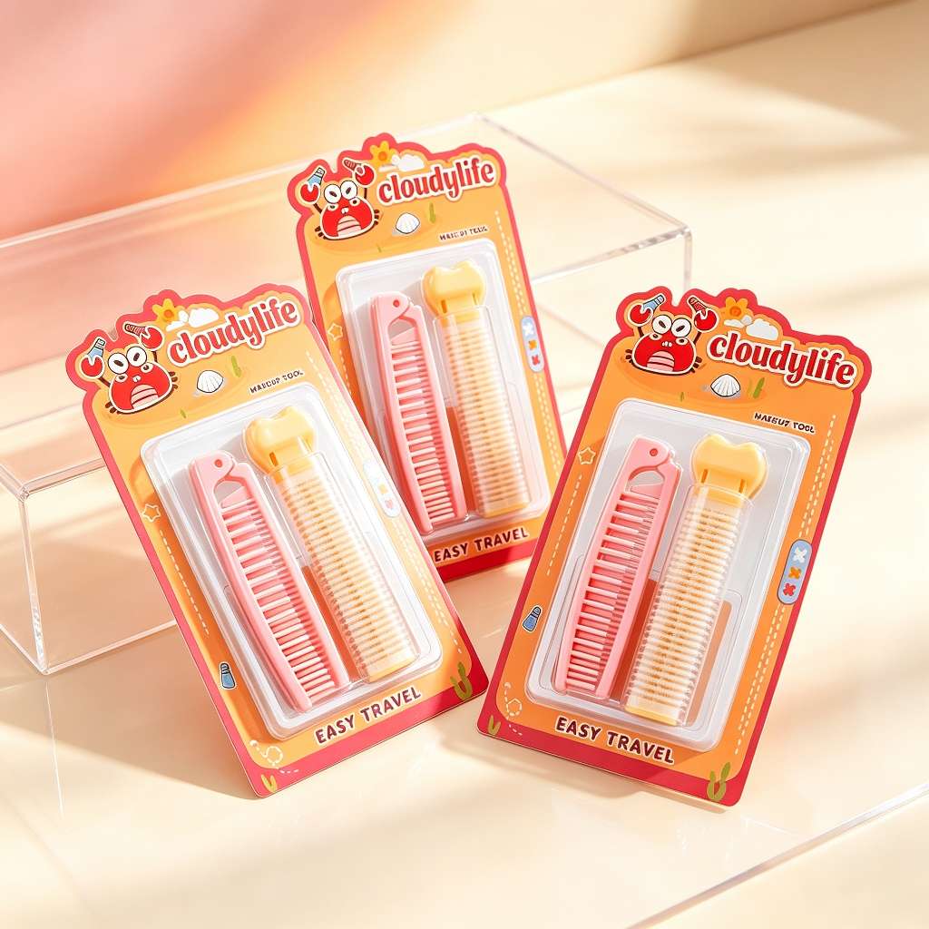 Portable folding comb, fluffy hair clip set, travel portable hair styling tool, small and compact hair combing and root setting for girls detail image 5