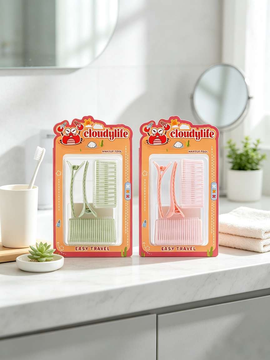 cloudylife Portable Travel Hair Care Set: Triangular hair curls + Smiling Face Clip Home styling hair care tools Specification image
