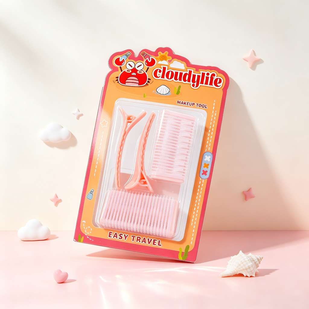 cloudylife Portable Travel Hair Care Set: Triangular hair curls + Smiling Face Clip Home styling hair care tools Item Picture