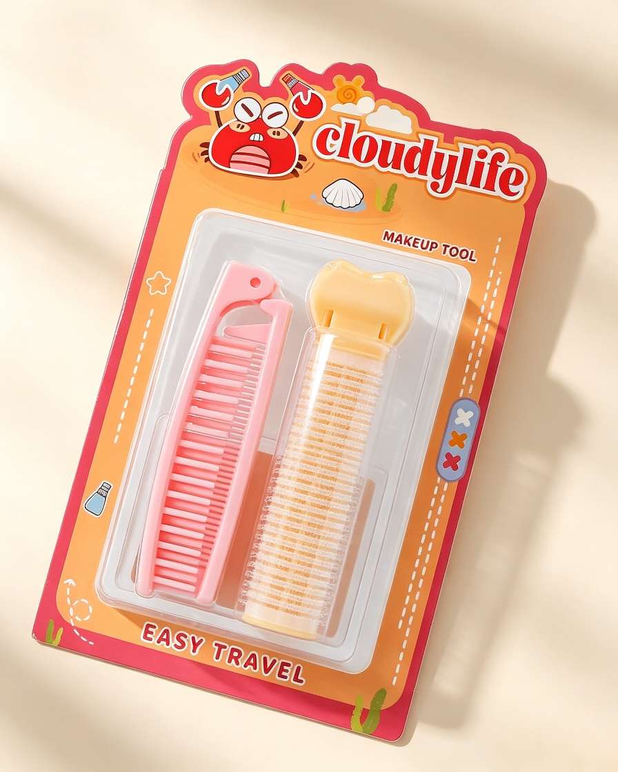 Portable folding comb, fluffy hair clip set, travel portable hair styling tool, small and compact hair combing and root setting for girls Application Scenario
