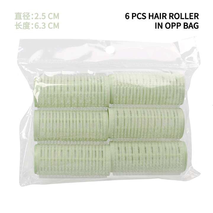 Six self-adhesive curling tubes in OPP bags, 2.5cm Velcro air bangs detail image 3