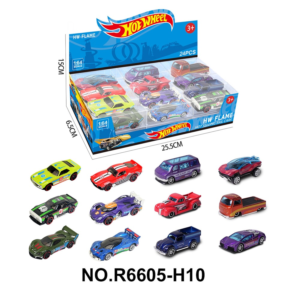 TM21805 1:64 Fire Wheel 12 Alloy Car 24-piece Display Box (Racing car, dump truck, pickup truck, minivan) detail image 4