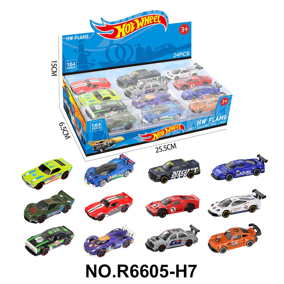 TM21802 1; 64 Hot Wheels 12 Alloy Cars 24 pieces Display Box (Racing cars, sports cars, muscle cars) Specification image