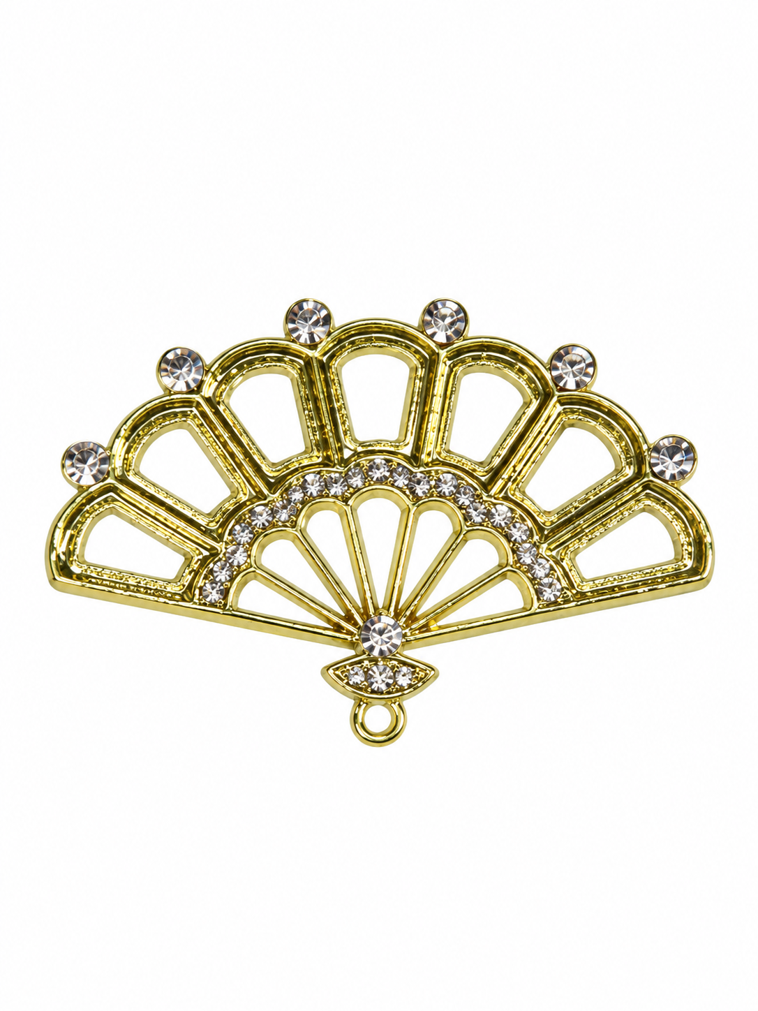 Retro fan-shaped alloy diamond-encrusted jewelry accessories, shell piece base, pearl pendant accessories