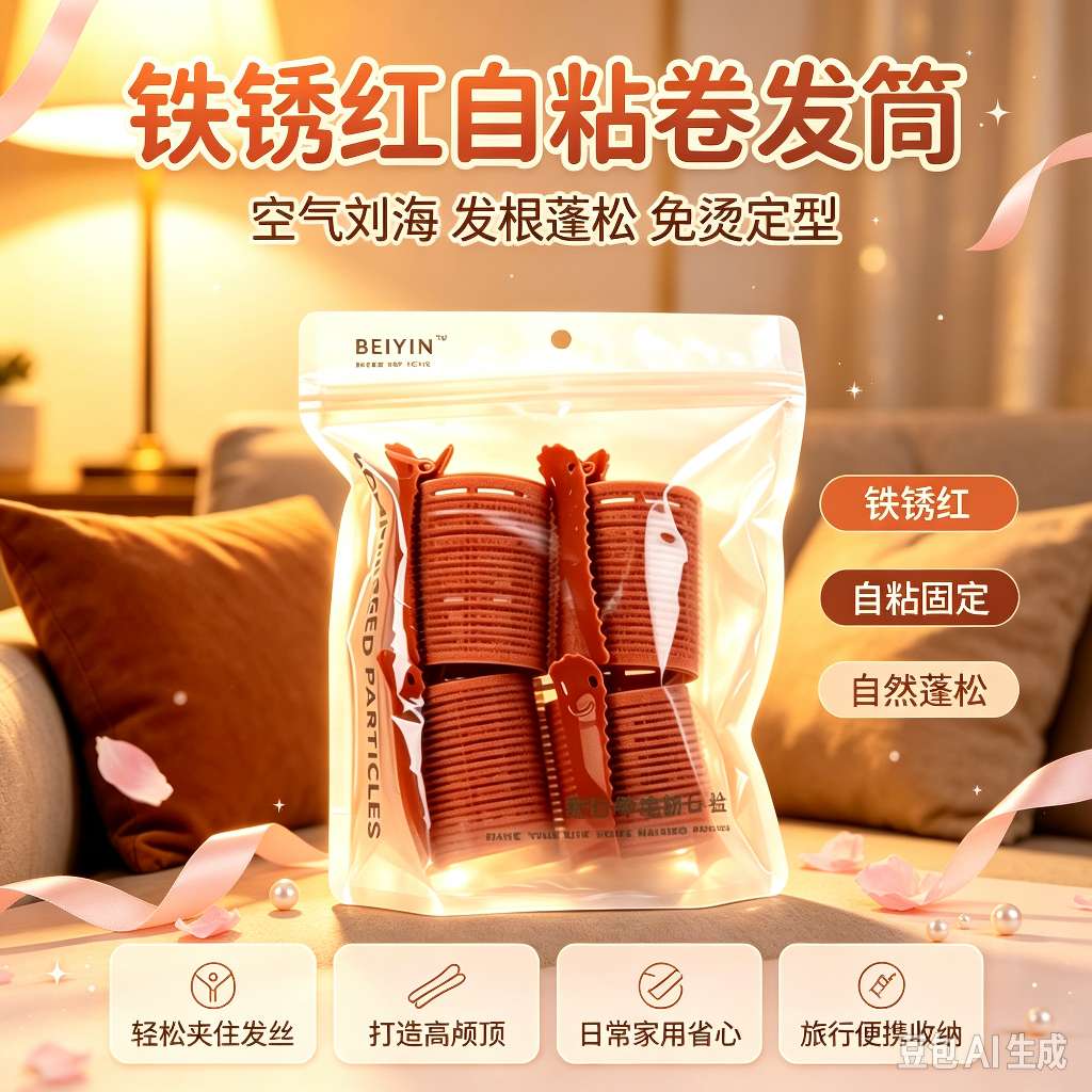 四个装带夹自粘卷发筒带夹子套装懒人空气刘海卷发筒家用美发工具详情图3