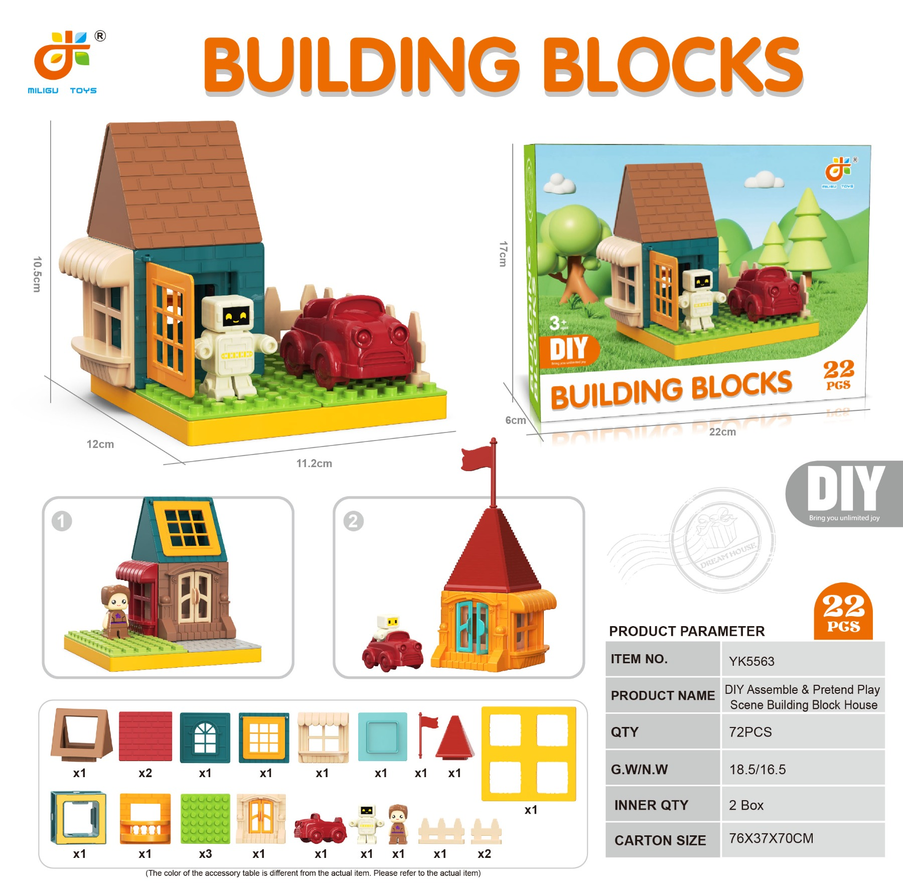 TM39329 DIY Puzzle House Building Scene Wooden House (22PCS) details Picture