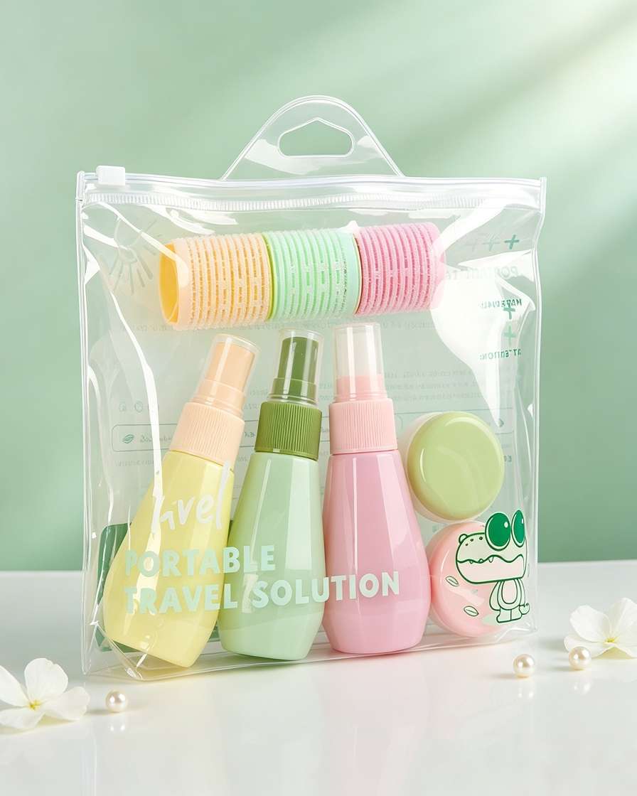 Viaje portátil juego de botella dividida botella de spray botella de crema rizo de pelo combinación de viaje productos de cuidado de la piel guardar bien Application Scenario