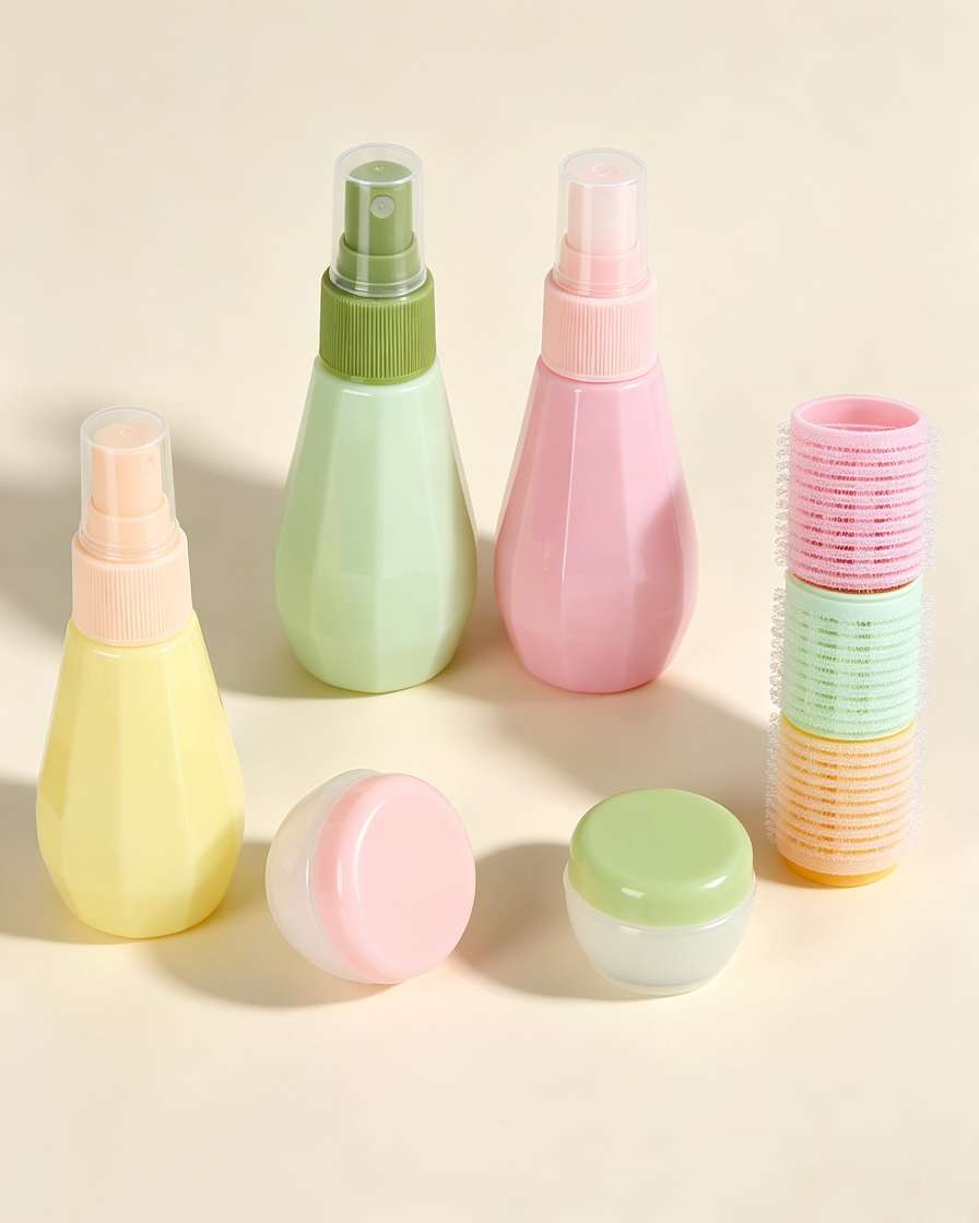 Viaje portátil juego de botella dividida botella de spray botella de crema rizo de pelo combinación de viaje productos de cuidado de la piel guardar bien details Picture
