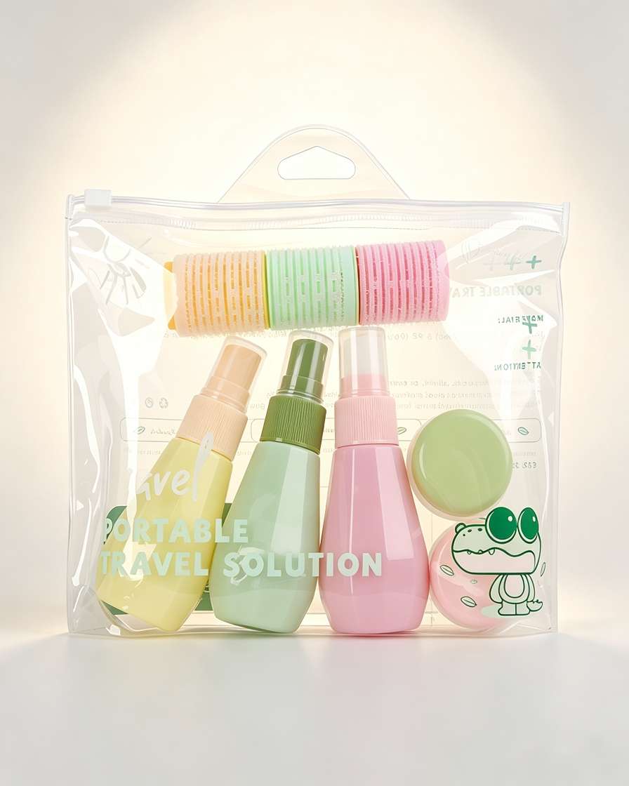 Viaje portátil juego de botella dividida botella de spray botella de crema rizo de pelo combinación de viaje productos de cuidado de la piel guardar bien Item Picture