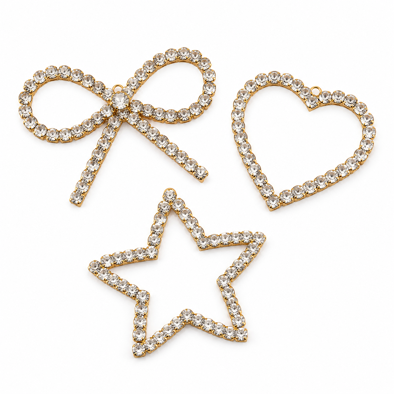 Water diamond jewelry accessories, bows, hearts, five-pointed stars, hollowed-out pendants, sparkling diamonds, diamond-encrusted pendants, clothing, bags, decorative accessories, handcrafted jewelry accessories wholesale