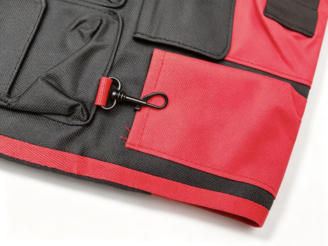 Red and black multi-pocket tool vest with breathable mesh and adjustable work vest, maintenance, inspection, construction site storage work clothes, red and black multi-pocket work vest with breathable mesh and adjustable tool vest, maintenance and construction Item Picture