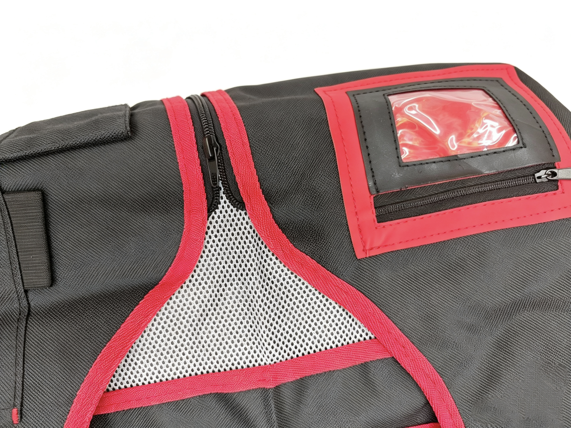 Red and black multi-pocket tool vest with breathable mesh and adjustable work vest, maintenance, inspection, construction site storage work clothes, red and black multi-pocket work vest with breathable mesh and adjustable tool vest, maintenance and construction Application Scenario