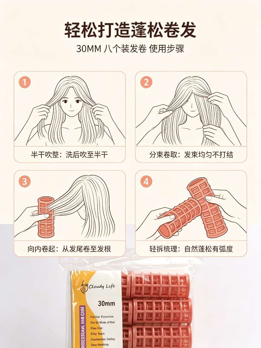 Factory direct sales of 3.0 plastic double-layer mother and child curling irons, eight sets of inner curling curls detail image 4
