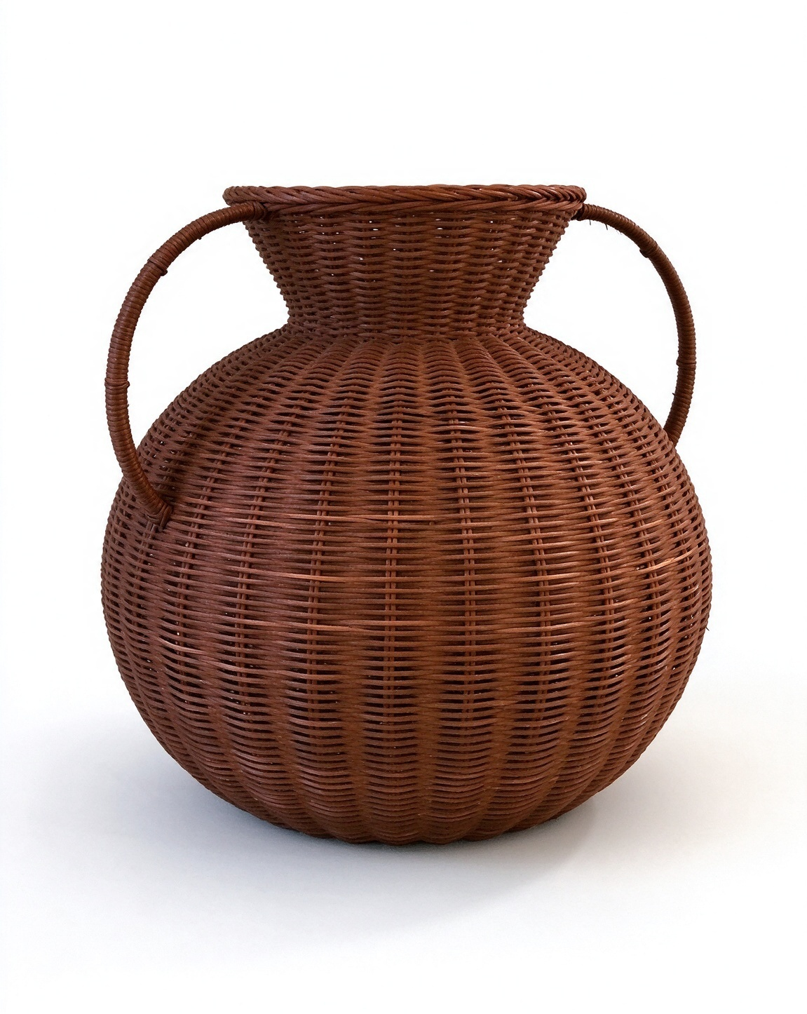 Jarrón de ratán blanco hecho a mano binaural marrón de ratán tejido artesanía decoración del hogar hotel colocación jarrón plantado restaurante exhibición jarrón tejido