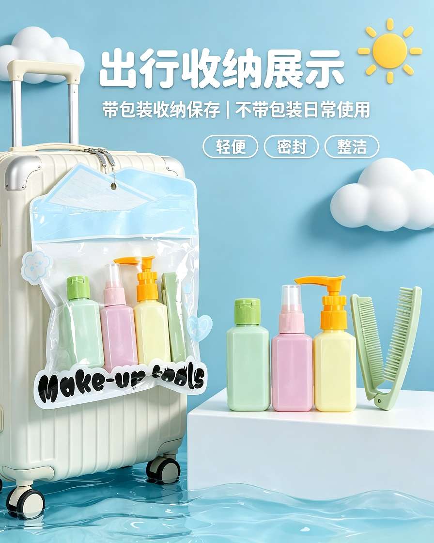 Macaron travel split bottle set botella portátil spray botella loción botella vacía viaje lavado cuidado y almacenamiento combo con peine plegable
