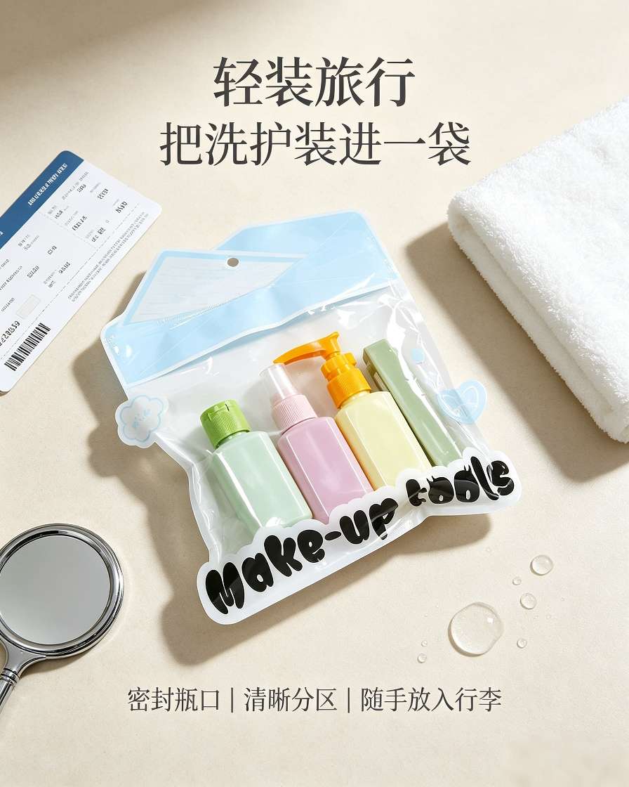 Macaron travel split bottle set botella portátil spray botella loción botella vacía viaje lavado cuidado y almacenamiento combo con peine plegable detail image 7