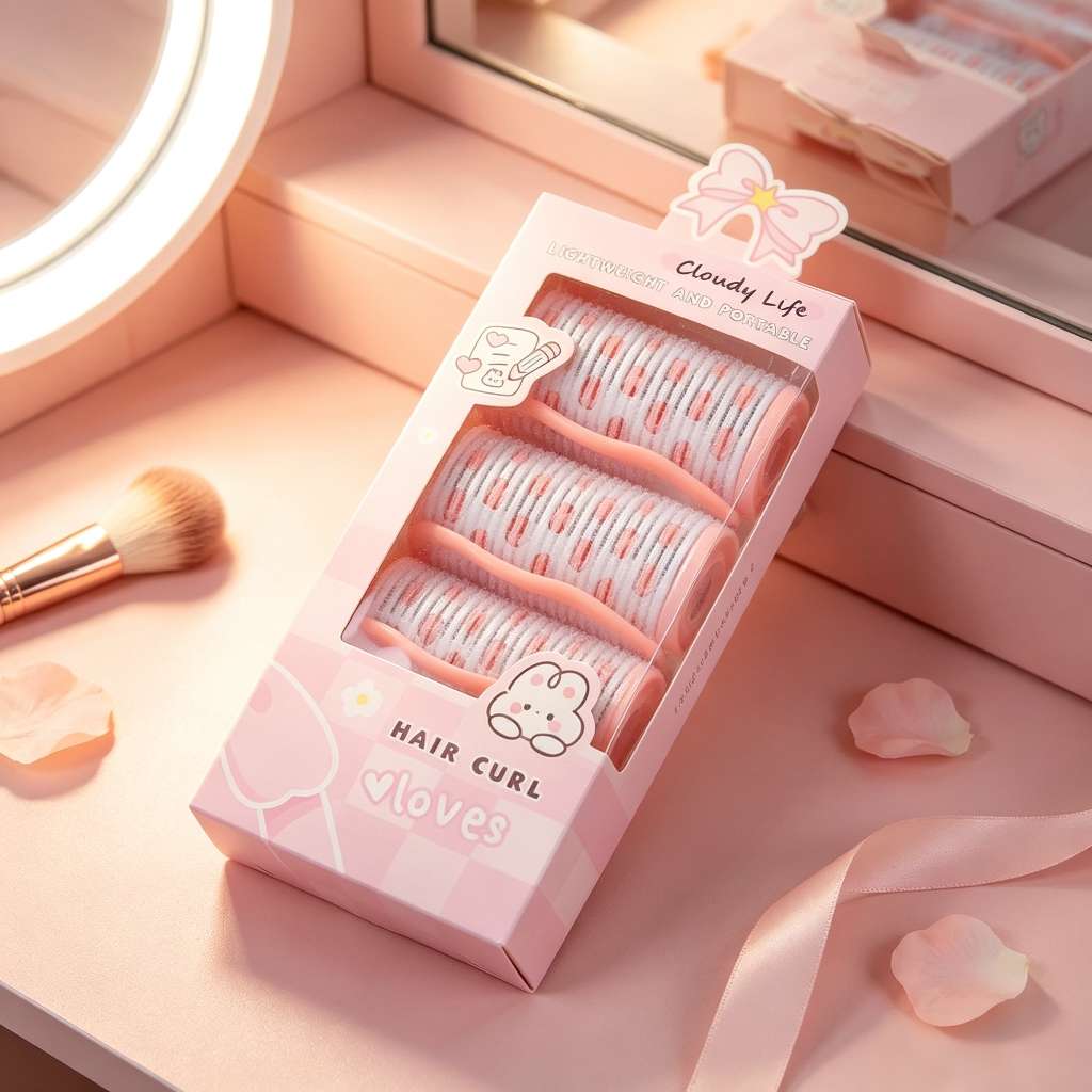 Cloudy Life Self-adhesive Curling Iron, effortlessly create an airy and lazy curling iron without damaging your hair. Three sets details Picture
