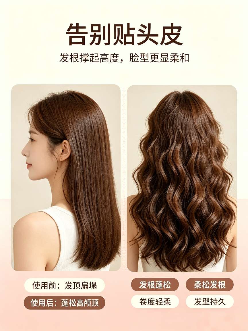 Cute snap-on curling iron, lazy person no need for ironing, air bangs, portable hair root voluminous self-adhesive curling iron detail image 1