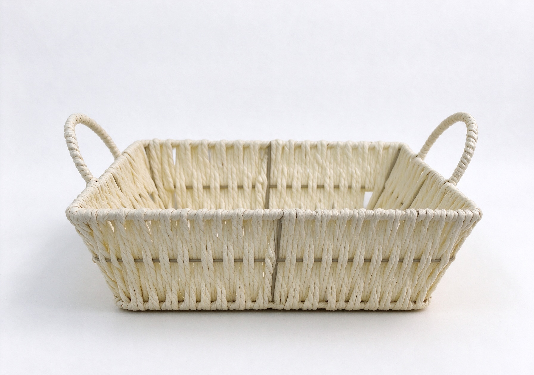 Cordón de papel beige caja de almacenamiento cuadrada trenzada cestas de frutas cestas de almacenamiento para el hogar artículos pequeños cajas de golotería cestas de huevo super cestas de embalaje de regalo cestas de almacenamiento de baño cestas de almacenamiento cosmético de Señora
