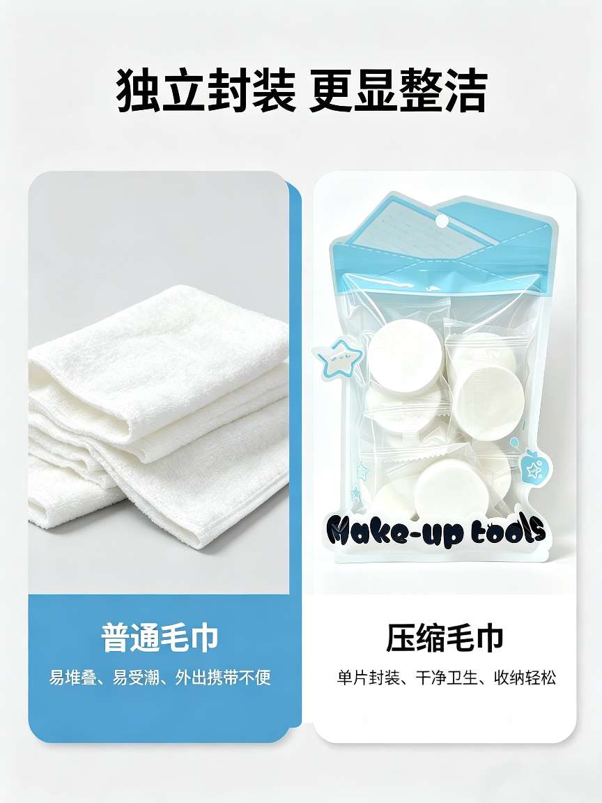 Disposable compressed towels, individually packaged, portable thickened face towels, travel, outdoor and home skin-friendly cleaning products detail image 6