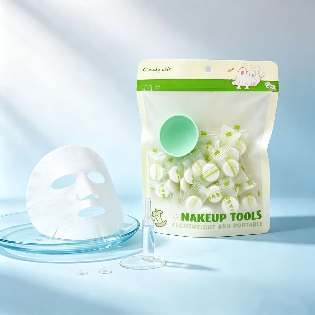 Independent packaging compressed mask paper, lightweight disposable wet mask buckle, portable hydrating DIY mask tool Specification image