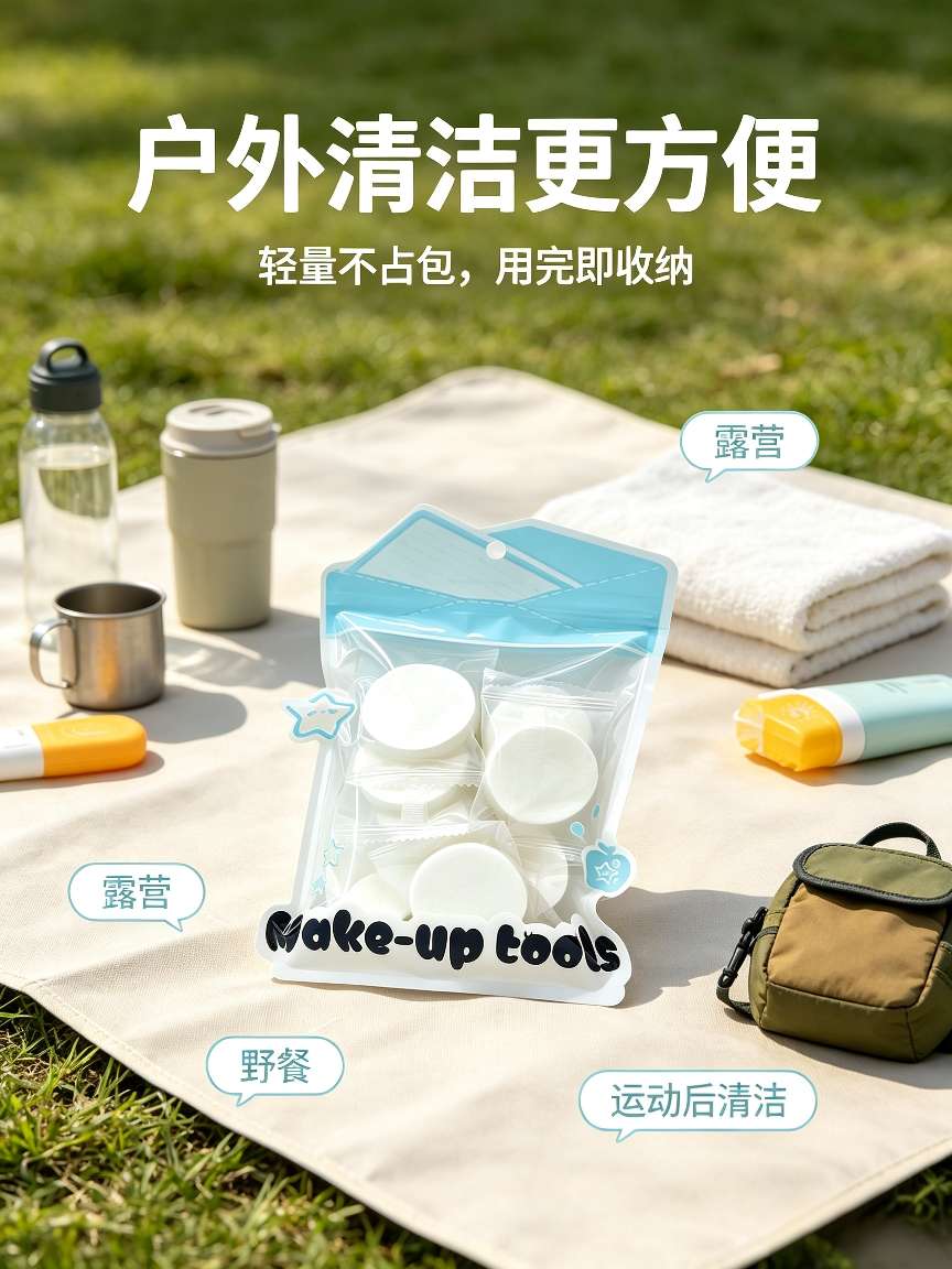 Disposable compressed towels, individually packaged, portable thickened face towels, travel, outdoor and home skin-friendly cleaning products detail image 5