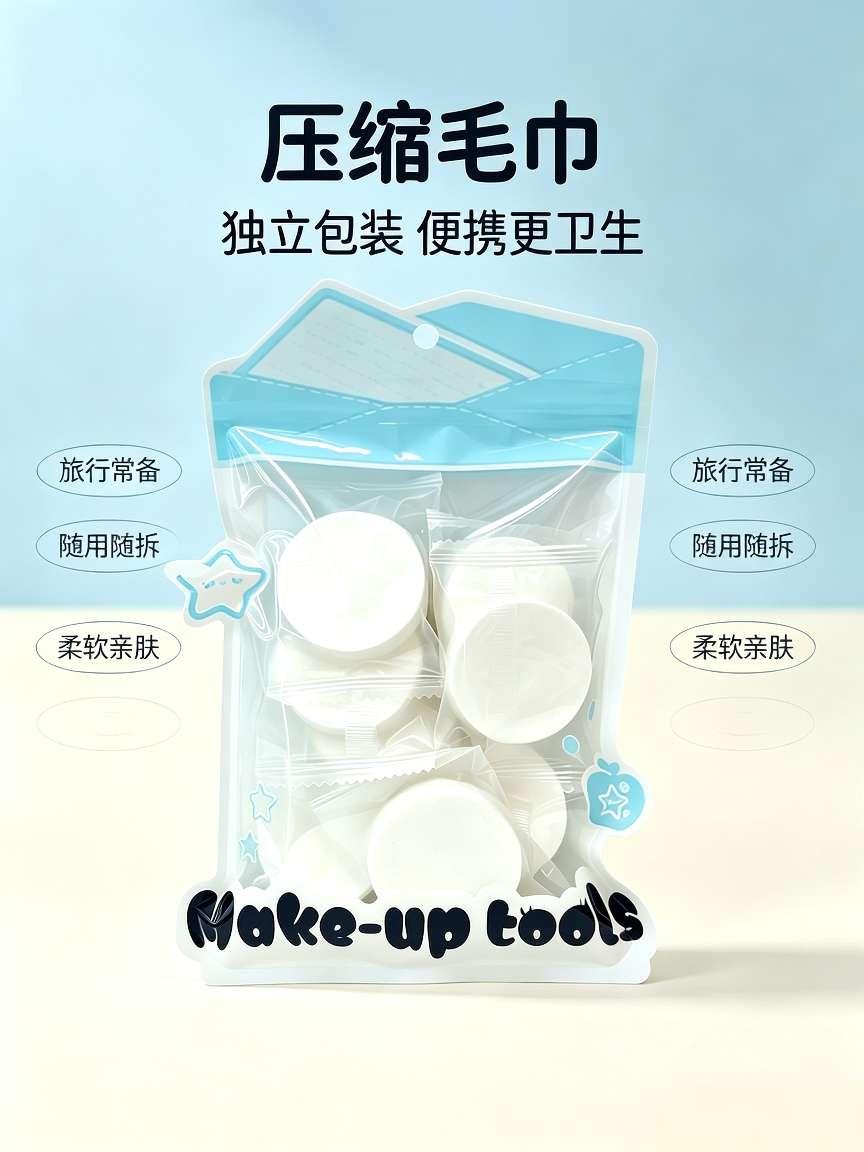 Disposable compressed towels, individually packaged, portable thickened face towels, travel, outdoor and home skin-friendly cleaning products detail image 1