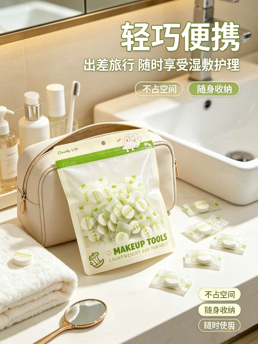 Independent packaging compressed mask paper, lightweight disposable wet mask buckle, portable hydrating DIY mask tool detail image 6