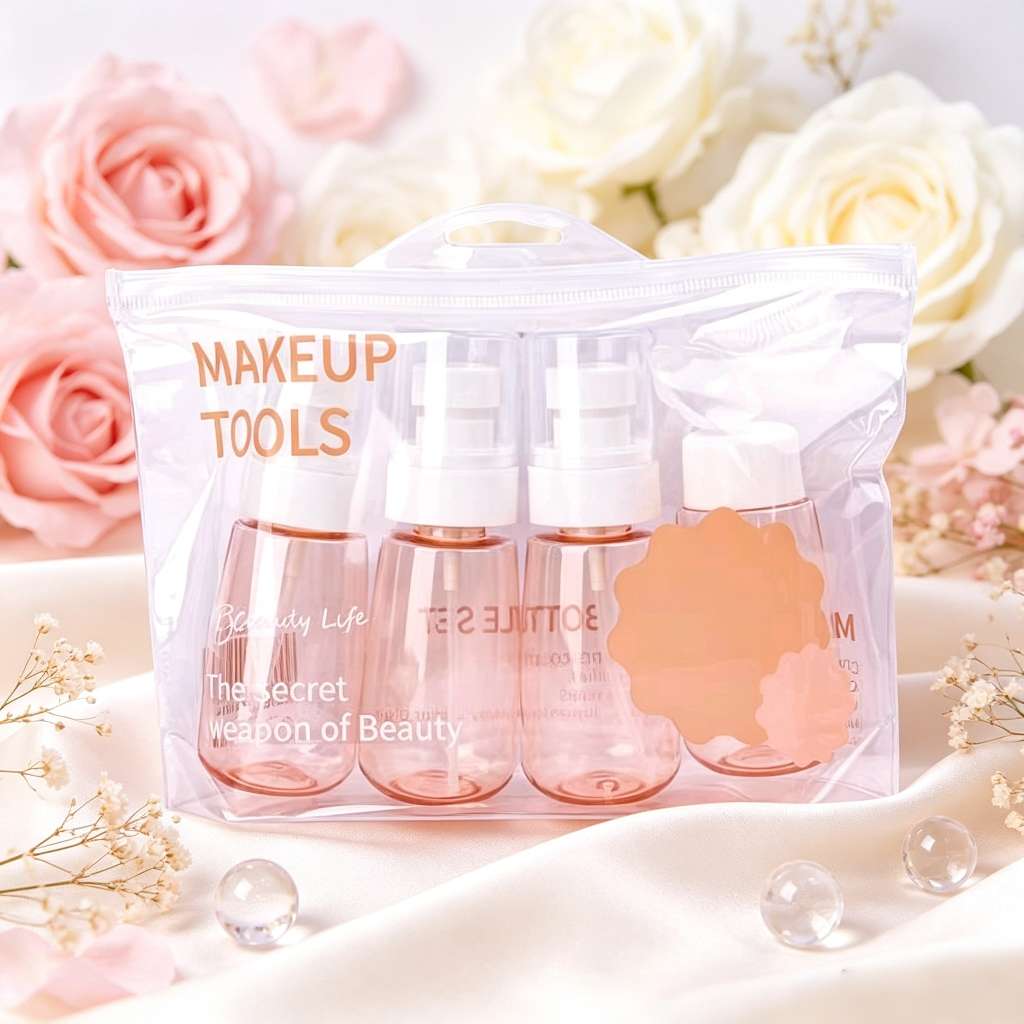Portable travel portioning bottle set, press-type empty bottle skin care products, lotions, shampoos, for outdoor portioning and storage detail image 7