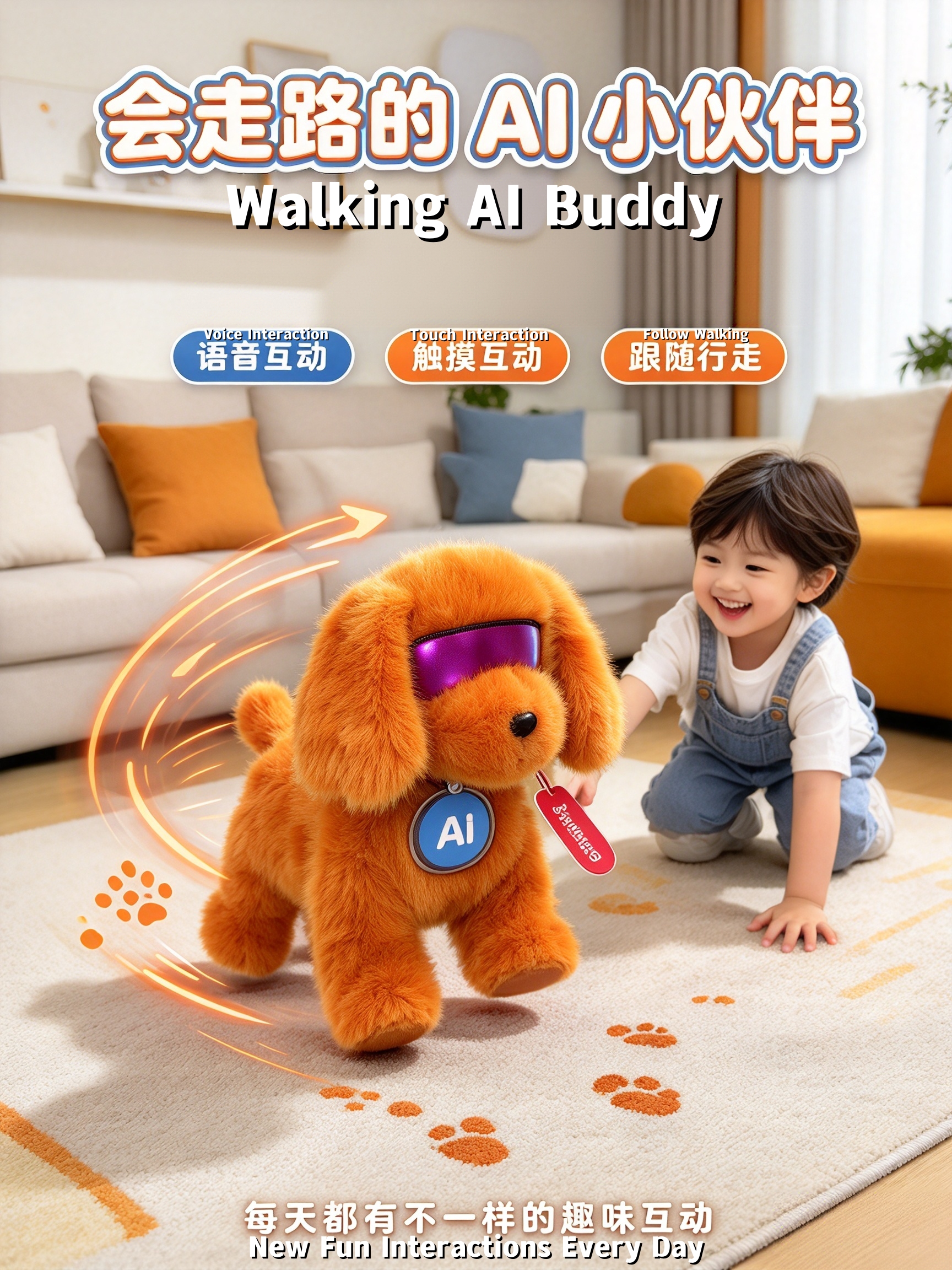 AI Wang Xiaobu smart toy, cute dog, early education robot, children's voice chat, emotional companionship, plush little doll Specification image