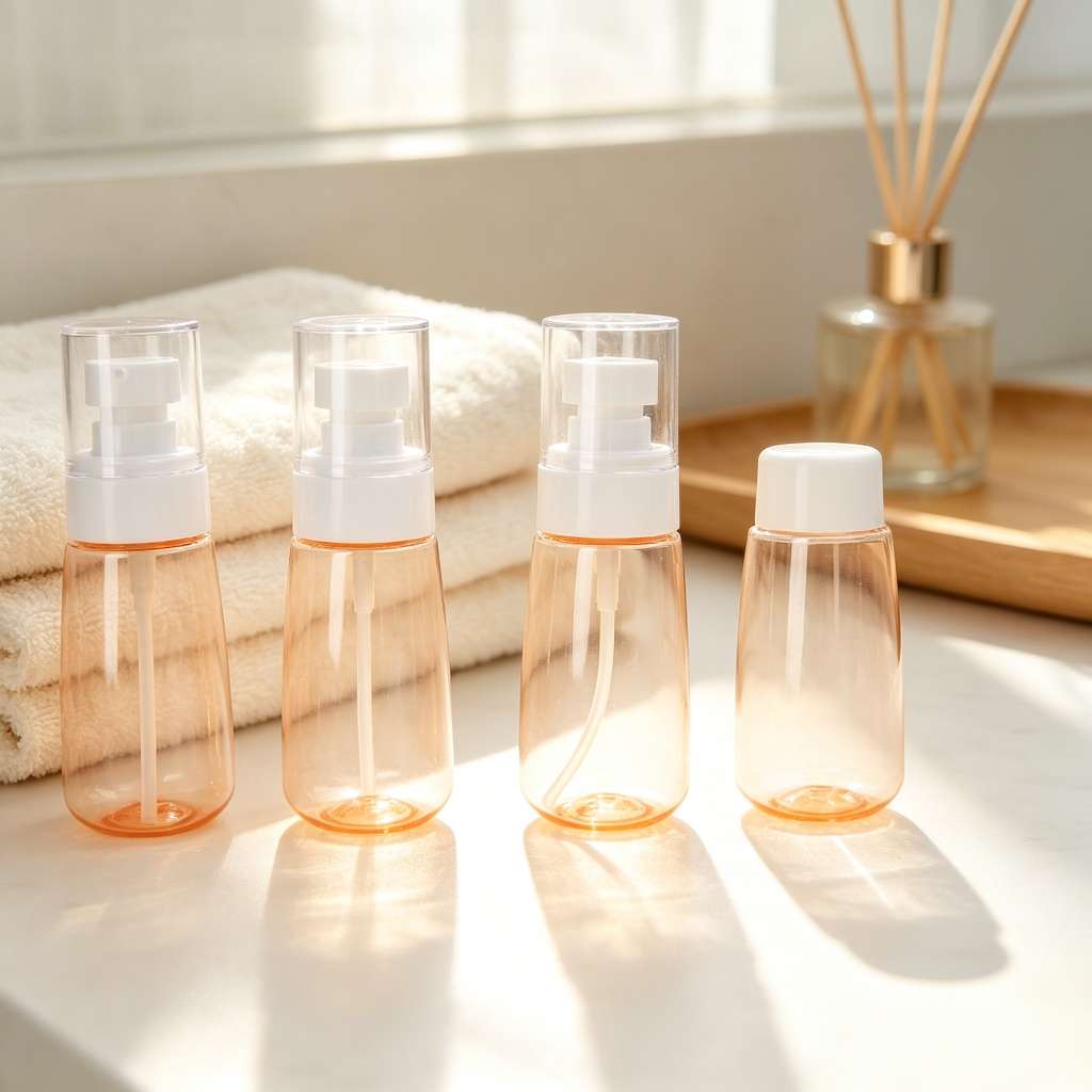 Portable travel portioning bottle set, press-type empty bottle skin care products, lotions, shampoos, for outdoor portioning and storage Application Scenario