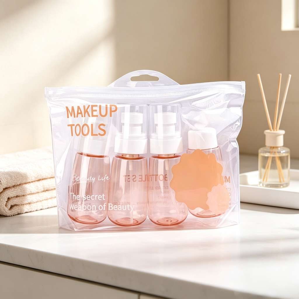 Portable travel portioning bottle set, press-type empty bottle skin care products, lotions, shampoos, for outdoor portioning and storage Specification image