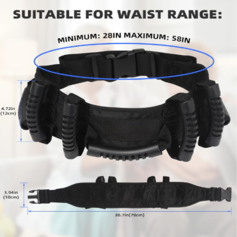 Transfer Belt with 7 Handles, Safety Walking Support, Quick Release Buckle|Multi-Angle Grip, Non-Slip TEP Handles, Adjustable Waist, Durable Nylon & Polyester, Machine-Washable details Picture