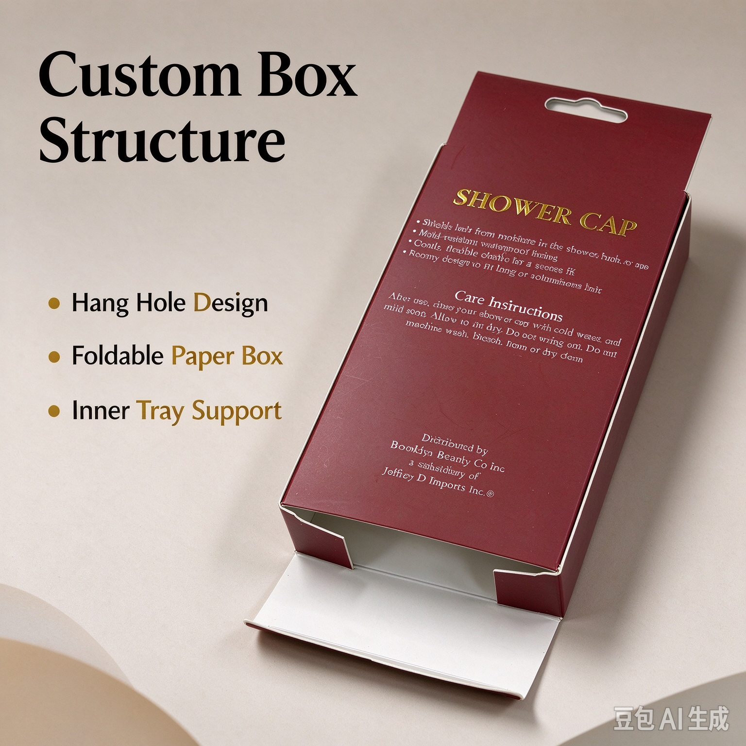 Custom Cosmetic Packaging Boxes Shower Cap Box Specification image