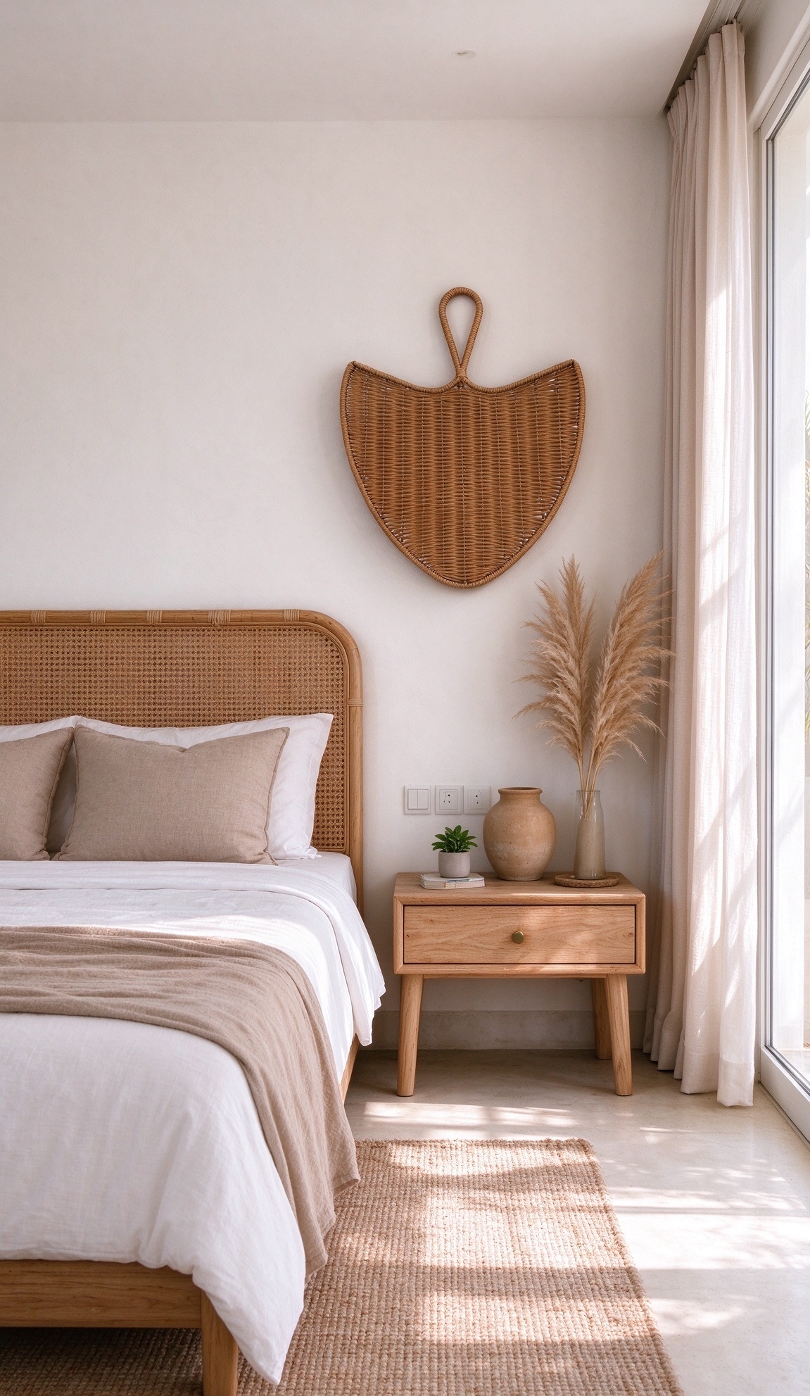Brown rubber rattan fan-shaped wall hangings, hand-woven handicrafts, wall decorations, hotel wall hangings, home decorations Application Scenario
