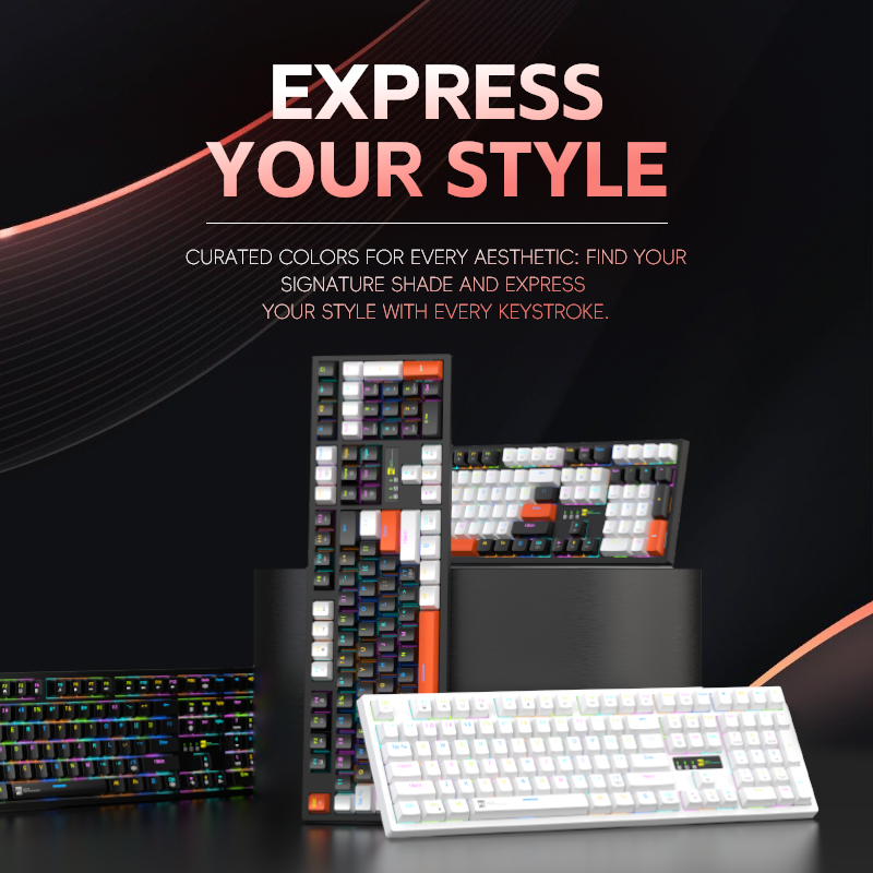 R8 color-block RGB backlit 108-key gaming mechanical keyboard keycaps DIY Decompression gaming keyboard Item Picture