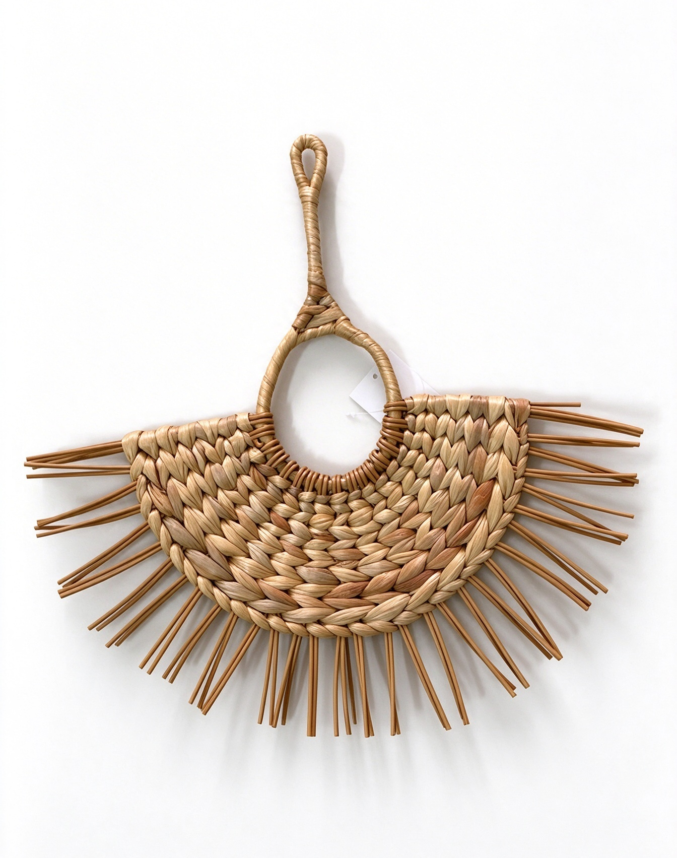 Goma ratán/jacinto de agua hecho a mano ratán trenzado adornos de abanico cestas tejidas artesanías multifuncionales artículos de decoración decoración del hogar colgante de pared Item Picture