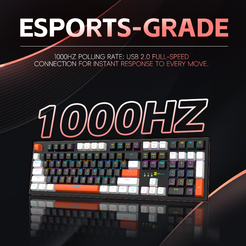 R8 color-block RGB backlit 108-key gaming mechanical keyboard keycaps DIY Decompression gaming keyboard Specification image