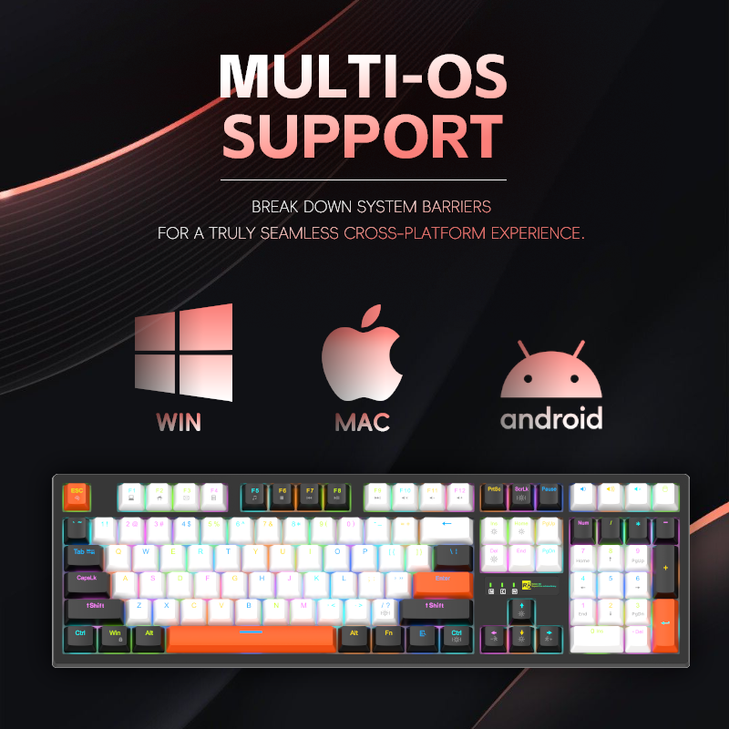 R8 color-block RGB backlit 108-key gaming mechanical keyboard keycaps DIY Decompression gaming keyboard Application Scenario